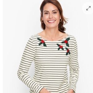 NWT Talbots striped holiday bateau neck shirt XS